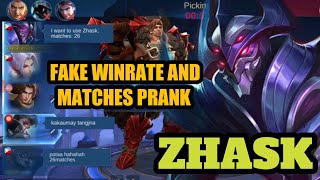 FAKE WINRATE AND MATCHES PRANK copy paste Zhask mobile legend [upl. by Freberg]