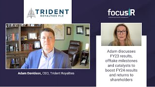 Adam Davidson CEO of Trident Royalties discusses offtake milestones and catalysts to boost FY24 [upl. by Nosnevets]