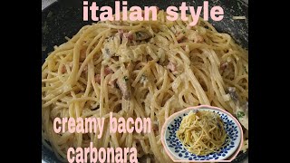 Italian Recipe Pancetta Carbonara charity simon [upl. by Rehtae]