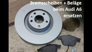 🛠 Bremsscheiben Bremsbeläge Audi A6 4F 30 TDI vorn wechseln ersetzen 2020 DIY [upl. by Todd]