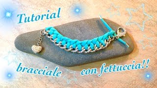 Tutorial bracciale con fettuccia e catena  Tutorial strap braceletDiy easyBracciale fai da te [upl. by Daryle]