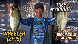 Bassmaster OPEN Trey McKinney leads Day 1 at Wheeler Lake with 21 pounds 15 ounces [upl. by Ajar554]