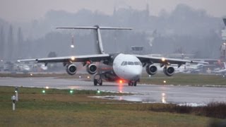 Titan Airways British Aerospace BAe 146200 Take Off at Airport BernBelp [upl. by Sadinoel]