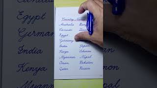 Cursive writing a to z  Country Names A to Z  Cursive handwriting practice  Cursive letters abcd [upl. by Ahseele]