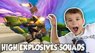 FORTNITE FAMILY SQUAD in HIGH EXPLOSIVES MODE [upl. by Nesyt390]