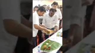 Deputy cm udhayanidhi Stalin serve food to cleaning staffs DMK WhatsApp status dmk tamilnadu [upl. by Arammat]