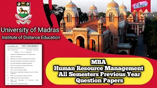 MBA Human Resource Management All Semesters Old Question PapersMadras University distance education [upl. by Glarum821]