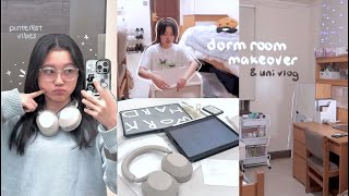 uni vlog 🖇️ 💌 dorm room makeover cozy amp pinterest vibes  daily routine classes amp club meetings [upl. by Laenaj730]