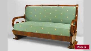 Antique Austrian Biedermeier walnut veneered settee with [upl. by Aridatha291]