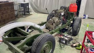 Jeep Willys CAF Viasa Perkins 4108 diesel engine indoor test with exhaust extractor Goes wrong [upl. by Arral443]