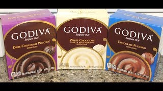 Godiva Pudding Mixes Dark Chocolate White Chocolate Vanilla Bean amp Chocolate Preparation amp Review [upl. by Nikolaos]