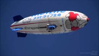 MetLife Alico Airship Snoopy J 仙台市上空のメットライフアリコ飛行船 スヌーピーJ号 20141009 [upl. by Annaik]