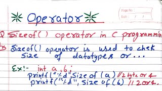 Sizeof operator in C programming in hindi unary Operators sizeof  Indigenous Coding [upl. by Dominik985]