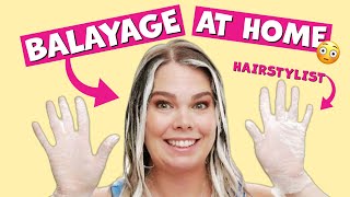 BALAYAGE AT HOME 😳  DIY Highlights [upl. by Leff]