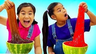 Jannie and Emma Pretend Play How to Make Slime for Kids [upl. by Neumann]