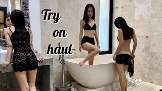 Try on haul Transparent Lingerie very sexy and cozy home dress [upl. by Bergmann]