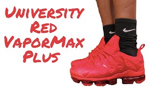 Nike Air VaporMax Plus quot University Redquot On Foot Review [upl. by Toolis]