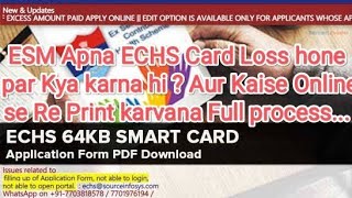 HOW TO APPLY FOR RE PRINTED CARD due to LOSS OF 64KB ECHS CARD OF EX SERVICE MAN [upl. by Brittan]