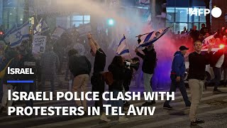 Israeli police clash with antigovernment protesters in Tel Aviv  AFP [upl. by Boyce]