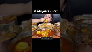 SPICY CHICKEN CURRY MUTTON CURRY FISH CURRY 🔥 ASMR EATING CHALLENGE maddyeats shorts ‎MaddyEats [upl. by Ainoet]