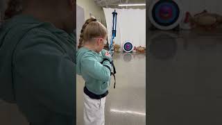 Finley at Archery Class tonight She did great archery [upl. by Anaet613]