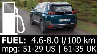 Peugeot 5008 Hybrid 136 48V highway city fuel consumption economy autobahn motorway mpg l100 km [upl. by Eidnarb495]