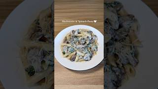 Creamy Mushroom and Spinach Pasta 🍃🍄‍🟫 recipe mushrooms spinach recipes creamypasta [upl. by Annahtur]