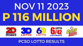 Lotto Result November 11 2023 9pm PCSO [upl. by Oretna]