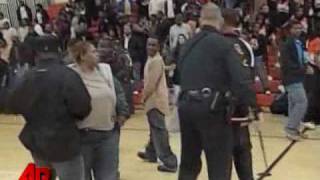 Raw Video Basketball Brawl Overwhelms Police [upl. by Alleda]