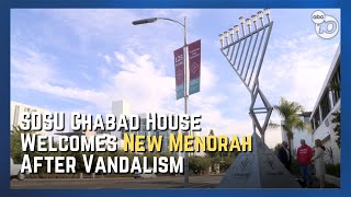 San Diego State University replaces menorah after vandalism [upl. by Annaiuq]