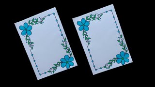 Beautiful Border Design  How To Make Draw Flower Easy  Project Work Border Designs  File [upl. by Anayik]