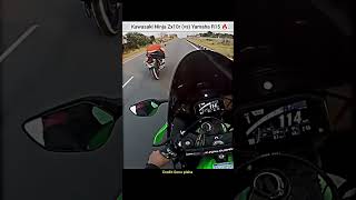 Kawasaki Ninja zx10r 🆚 r15🥵 automobile h2r ninja motovlog rider bike kawasaki race zx10r [upl. by Tamera262]