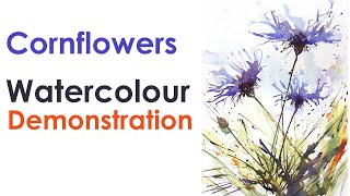 Corn Flowers Watercolour Demonstration [upl. by Annauqaj]