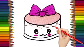 How to draw a cute cake easy step by step  cake draw easy  cake drawing tutorial [upl. by Wiltsey]