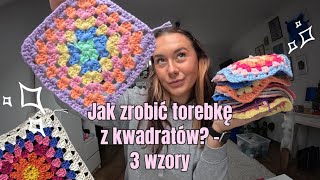 Jak zrobić torebkę z kwadratów  ✨tutorial✨  3 wzory  splot tunezyjski [upl. by Araeit]