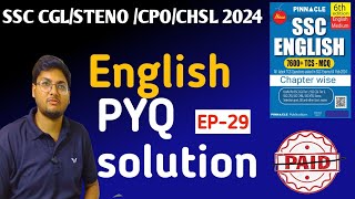 Pinnacle previous year book solution for English EP 28।। SSC CGLSTENOCPOCHSL 2024 [upl. by Eelrahs]