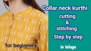 Collar Neck Kurti Cutting and Stitching  Kurti Cutting and Stitching  Collar Neck Cutting [upl. by Elletnahc]