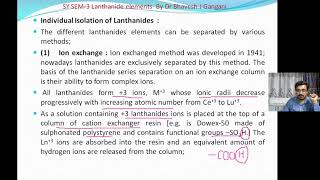 L3 Separation of Lanthanide by ionexchange method amp solvent extraction method SYBSclanthanide [upl. by Aibar]