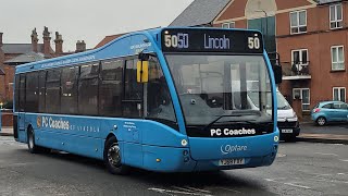 pc coaches Optare versa YJ68 FXY leaving Louth bus station on the 1045 50 for lincoln bus station [upl. by Assira]