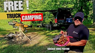 Free Solo Truck Camping amp Kayak Fishing On Crown Land Chicken Wing Poutine [upl. by Lig850]