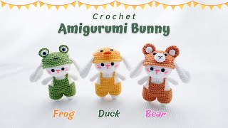 Crochet Amigurumi Bunny with Overall and Hat  Frog Duck Bear  NHÀ LEN [upl. by Papke]