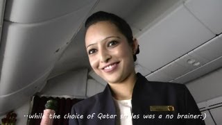 Inside Qatar Airways Boeing 787 Dreamliner Business Class Full Flight DohaFrankfurt in HD [upl. by Noskcire729]