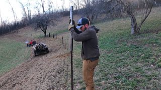 Building a Barbed Wire Fence By Hand Tips and Tricks [upl. by Danny593]