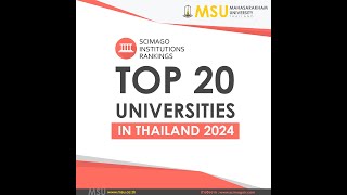 MSU Ranked Among the Top 20 Universities in Thailand [upl. by Geneva]