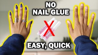 Glue your nails without glue Easy quick messfree Fake nails at home [upl. by Also]