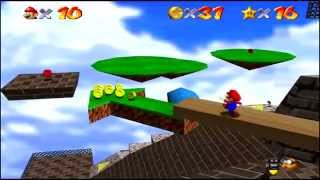 Super Mario 64 N64 Whomps Fortress Star 4 Red Coins on the Floating Isle [upl. by Eniawd]