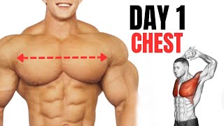 FULL CHEST WORKOUT FOR BEGINNERS  UPPER CHEST  LOWER CHEST  INNER CHEST  DAY 1 [upl. by Yevrah]