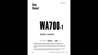 Komatsu WA7001 15001 amp Up  SEBM009501 Service manual [upl. by Terraj]