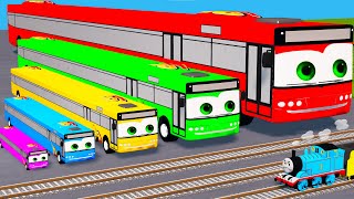 Big amp Small Long Bus Lightning Mcqueen vs Train Thomas  BeamNGDrive [upl. by Anived50]