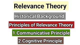 Relevance Theory in Pragmatics  Conversational Maxims  Relevance Theory by Sperber and Wilson [upl. by Erma25]